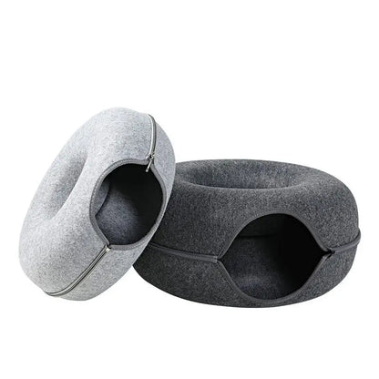 Donut Cat Bed Interactive Tunnel Pet Felt Indoor Toys Cats House Kitten Training Toy Cat Kennel Pets Supplies