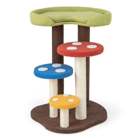 3-In-1 Cat Tree 3 Full-Wrapped Sisal Posts Removable Mat and Platforms