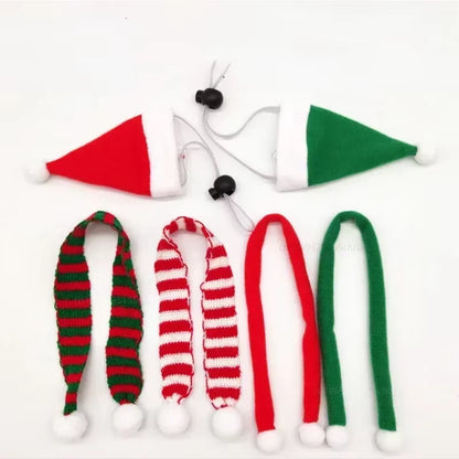 1 Set Hamster Christmas Costume Guinea Pig Mini Small Pet Hat Scarf Headwear Pet Outfits for Chinchilla Rabbit Bunny Accessories