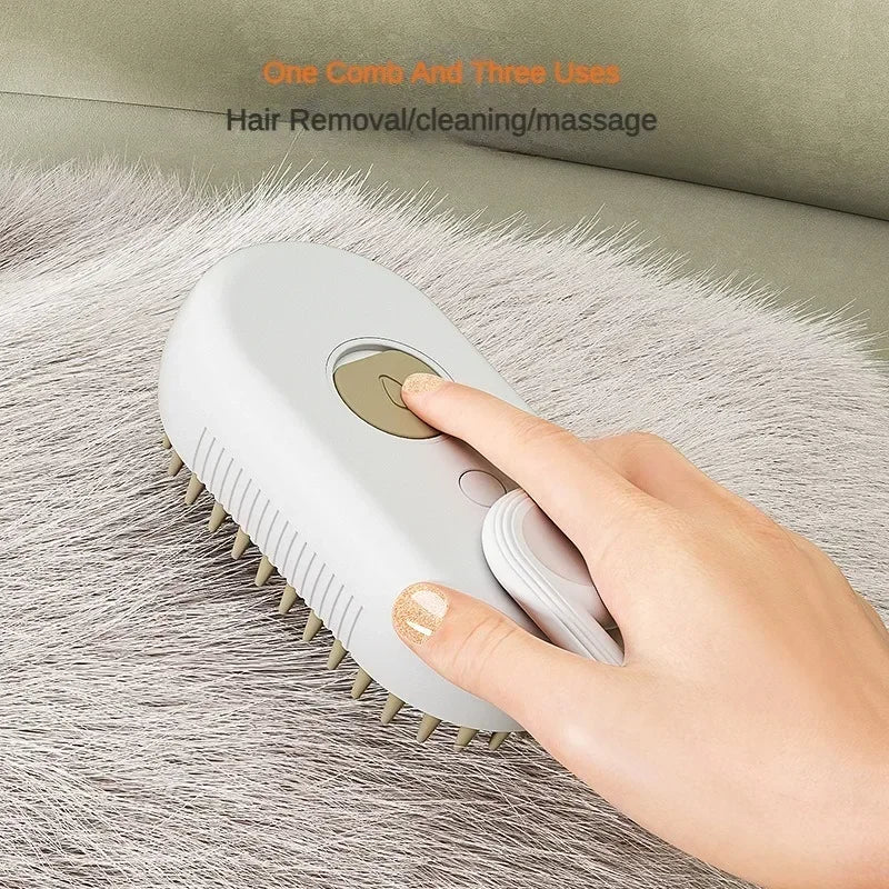 Electric Pet Brush 3 in 1 Cat Steam Brush Steam Dog Brush One-Click Spray Cat Hair Brush Massage Pet Grooming Comb Hair Removal