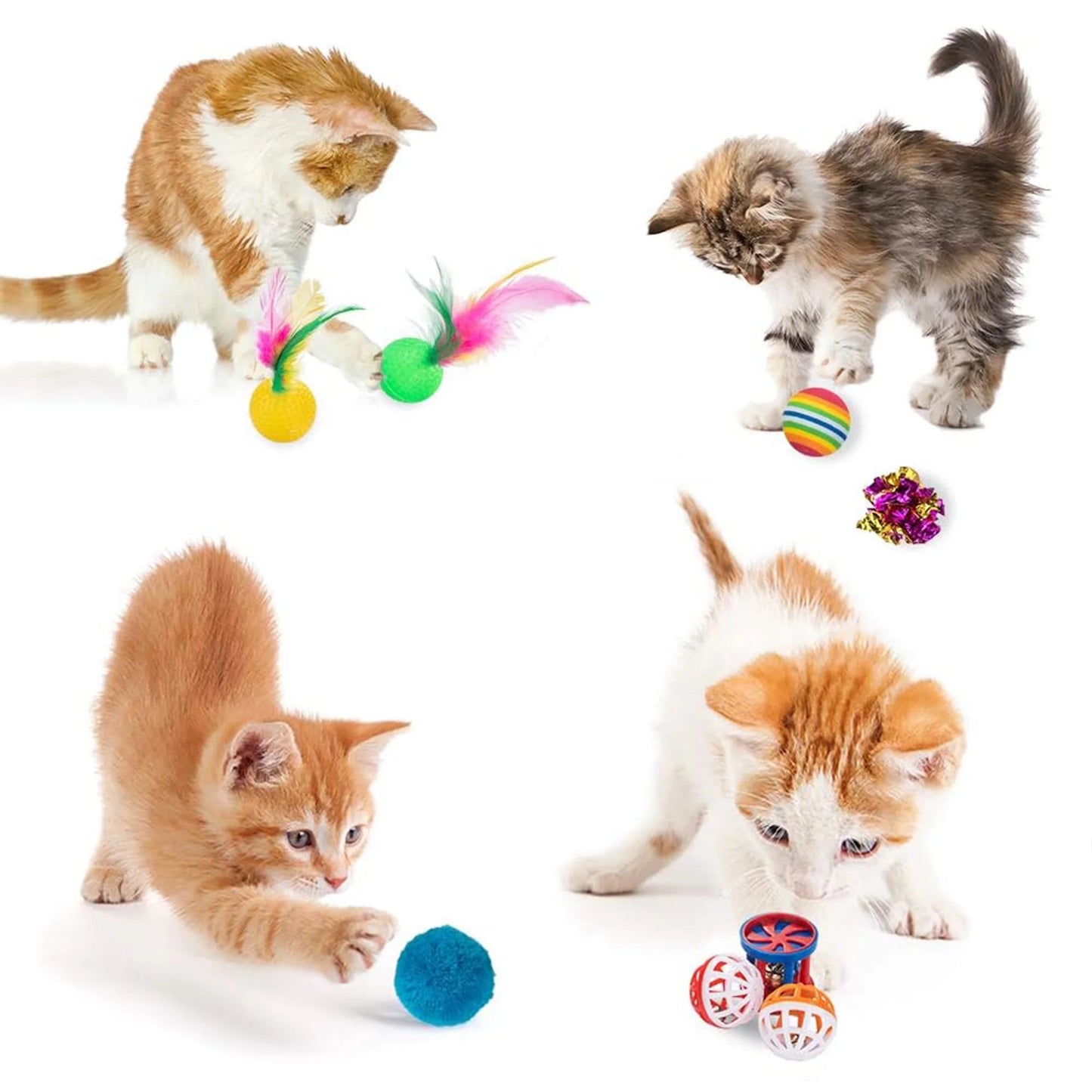 21PCS Cat Toys Kitten Toy Set Folding Camouflage Cat Tunnel Indoor Interactive Pet Toys Teaser Cat Feather Toy Colourful Mouse Plush Ball Bell Ball Toy Kit Kitten Puppy